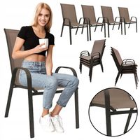 4SZT WYGODNE METALOWE NOWOCZESNE KRZESŁO OGRODOWE BALKON MAJORKA 4X BRĄZOWE