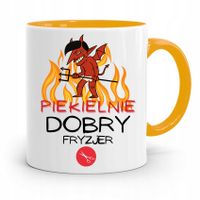 Kubek Żółty Fryzjerki Piekielnie Dobry Fryzjer Z Nadrukiem Ze Zdjęciem