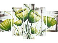 70 100CM OBRAZ 5 ELEM ZIELONE MAKI DRUK PŁÓTNO