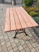 Ogrodowy stół drewniany olcha 150cm odlew żeliwny meble ogrodowe