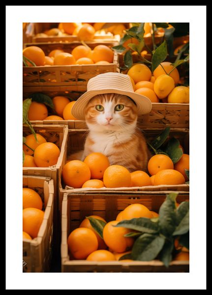 Plakat 30x45cm Kot w Pomarańczach zdjęcie 3