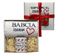 Prezent Na Dzień Babci i Dziadka Zestaw Upominek Ręcznik Haft Kubek Mix