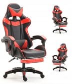 Fotel Gamingowy TS-046A Czarno-Czerwony dla Gracza Obrotowy