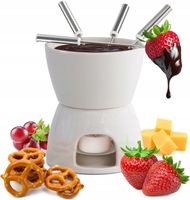 FONDUE ZESTAW DO FONDUE Z CZEKOLADY ŚWIECZKA STALOWE WIDELCE CERAMICZNY