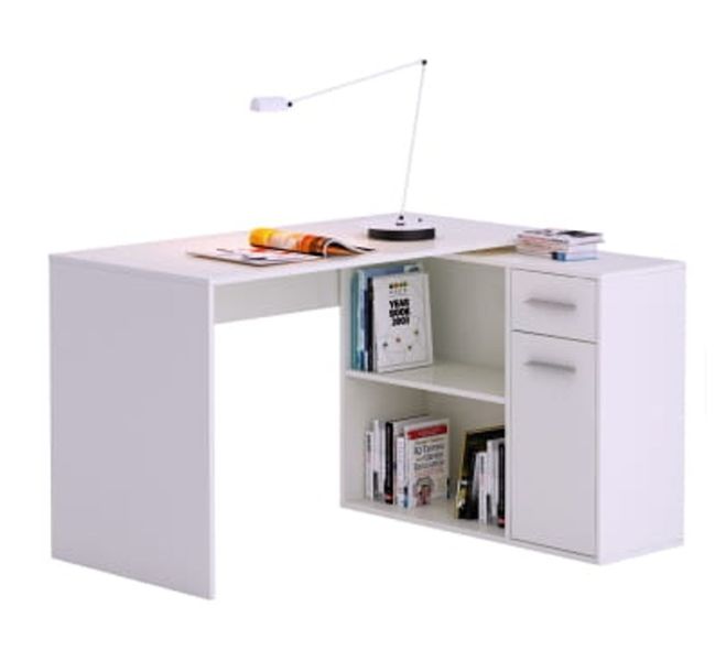 Emaga BIURKO NAROŻNE SOLO SZUFLADA BIAŁY MAT zdjęcie 2