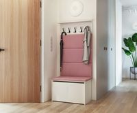 Szafka na buty z siedziskiem i wieszakiem ANDY panele różowe