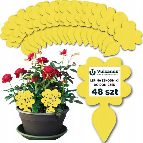 48x Żółty Lep Do Kwiatów Do Doniczek Ziemiórki Mszyce Muszki Owady Lepy na Arena.pl