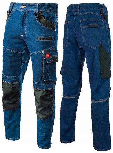 SPODNIE ROBOCZE JEANS STRETCH elastyczne MOCNE dużo kieszeni na Arena.pl