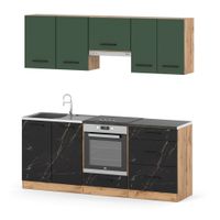 Kuchnia Modułowa Nowoczesna Blat 2.0m Wotan Butelkowa Zieleń San Sebastian