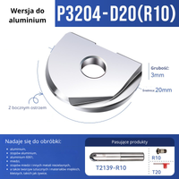 Płytka kulowa T2139 do freza kulowego Wer. do aluminium P3204-D20-R10