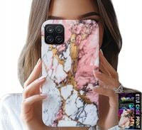 ETUI DO SAMSUNG A12 / M12 - RÓŻOWO BIAŁY MARMUREK, KAMIENNE WZORY