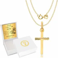 Złoty Łańcuszek 585 Krzyżyk Komunia Chrzest Grawer