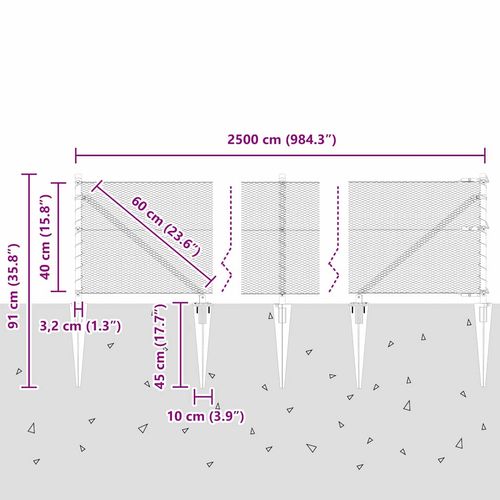Ogrodzenie z słupkami Szary 0.4 x 25 m Stal pokryta PCV na Arena.pl
