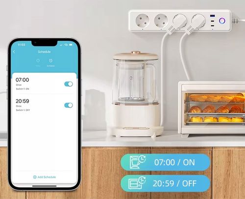 Inteligentna Listwa Zasilająca WiFi TUYA Smart Gniazdko Przedłużacz USB C na Arena.pl