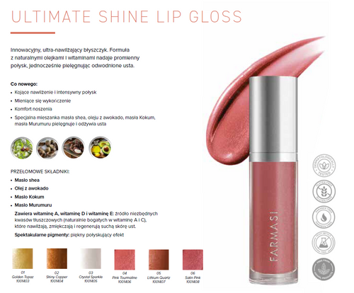 Farmasi Ultimate Shine Błyszczyk - 06 SATIN PINK na Arena.pl