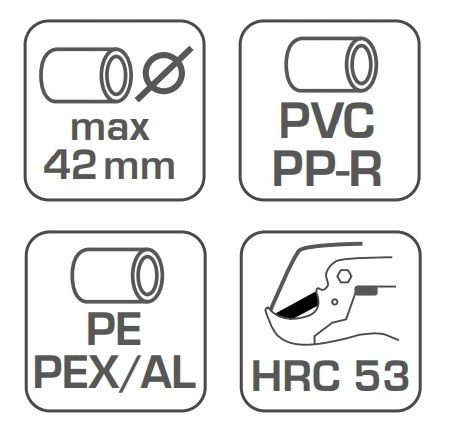 HOGERT OBCINAK NOŻYCE DO CIĘCIA RUR PP, PE, PVC, PU, PEX-AL 42mm zdjęcie 10