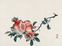 Plakat 20x15cm Pomegranate,  Kōno Bairei Japoński Vintage do Salonu