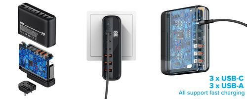 Ładowarka sieciowa z zestawem adapterów Newell GaN Tech T-power 140 W na Arena.pl