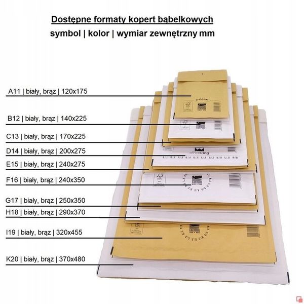 Koperty bąbelkowe I19 450x320 E-Pack BRĄZOWE duże HURT x50 zdjęcie 6