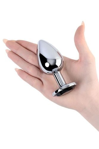 silver anal plug toyfa metal with black round shaped gem na Arena.pl