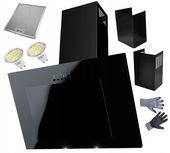 OKAP Kuchenny MAAN VERTICAL 60cm Czarny ŚCIENNY SZKŁO LED CICHY LUX