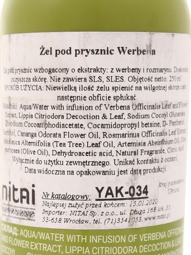 Żel pod prysznic Werbena - Nitai - 250ml na Arena.pl