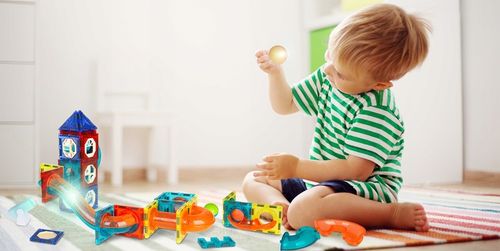 KLOCKI MAGNETYCZNE KONSTRUKCYJNE ŚWIECĄCY TOR Dla Dzieci MAGNETIC TILES 75 na Arena.pl