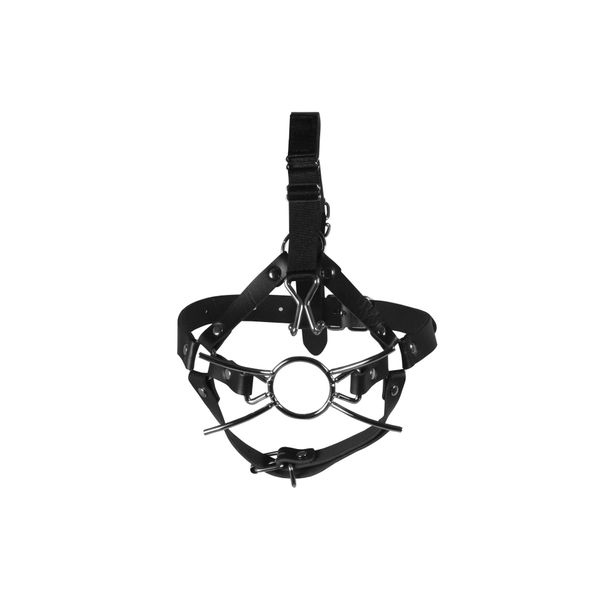 Head Harness With Spider Gag And Nose Hooks - Black zdjęcie 5