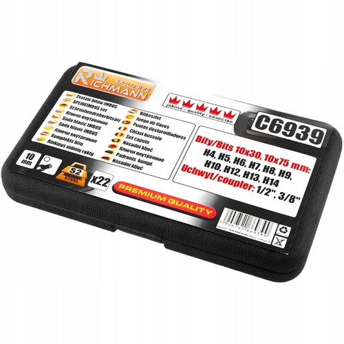 ZESTAW KLUCZY IMBUSOWYCH WEWNĘTRZNYCH BITÓW 10 mm 22 EL. H4-H14 S2 RICHMANN na Arena.pl