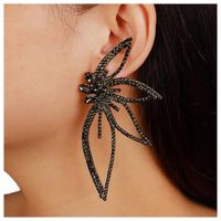 Kolczyki Kolor Złote Czarne Cyrkonie Kwiat Kwiaty Efektowne Wieczorowe 69mm