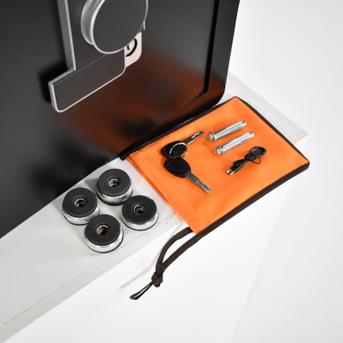 Pancerny Domowy Sejf z Zamkiem Elektronicznym i Kluczem 45x38x32 cm Czarny na Arena.pl