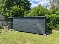 Garaż Schowek Ogrodowy 5×3 + 1×3 wiata Panelowa ciemny grafit MAT