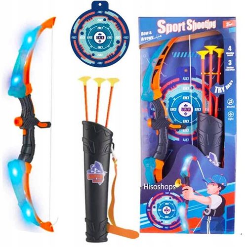 ZESTAW ŁUCZNIKA LED ŚWIECĄCY ŁUK Dla Dzieci STRZAŁY TARCZA Światła Dźwięki na Arena.pl