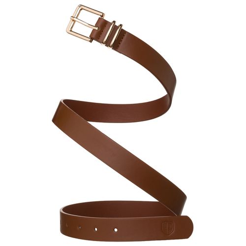 wąski pasek damski ze skóry ekologicznej w jasnobrązowym kolorze - na Arena.pl