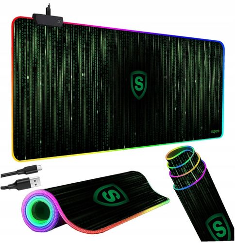 Podkładka pod myszkę gamingowa mysz xxl duża klawiaturę RBG świecąca 80x30 na Arena.pl