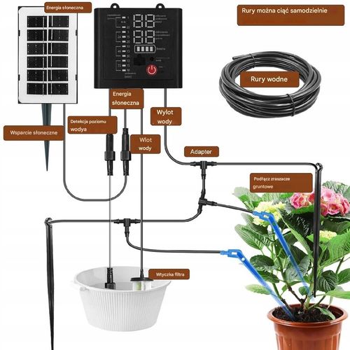 Solarny słoneczny system nawadniania SPORGO 15m automat 12 trybów timera na Arena.pl