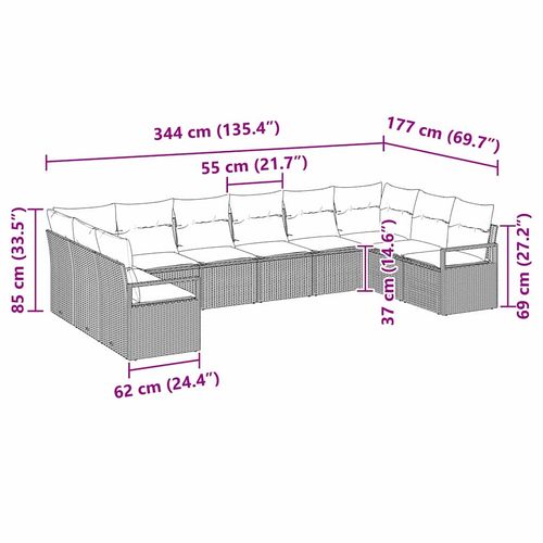 Zestaw Sof na Ogród 10 pcs Czarny Polirattan na Arena.pl