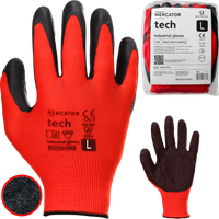rękawice robocze mercator tech red+black latex - l - 12 par