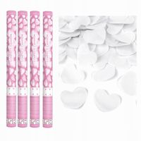 TUBY STRZELAJĄCE konfetti serca białe 60 cm 4 szt na ślub wesele