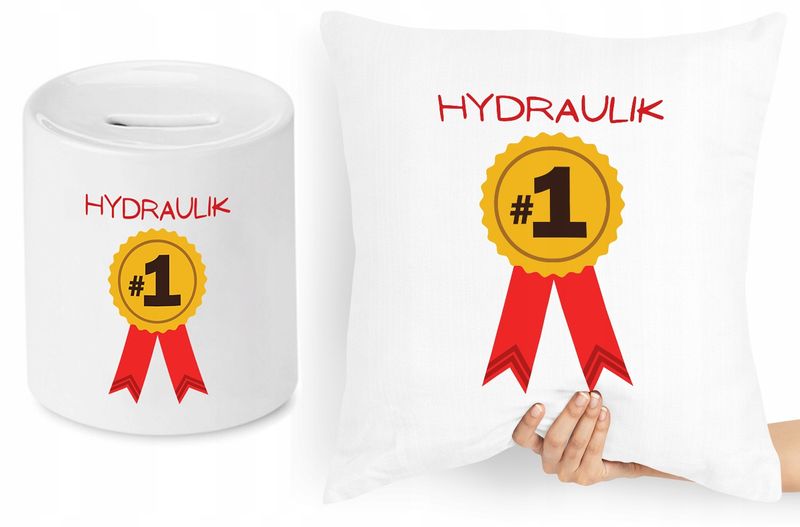 Dla Hydraulika Zestaw Poduszka + Skarbonka Z Nadrukiem Ze Zdjęciem zdjęcie 1
