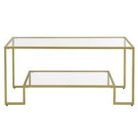 Stolik kawowy szklany 100x55 cm elegancki złoty szklany blat