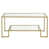 Stolik kawowy szklany 100x55 cm elegancki złoty szklany blat