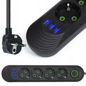 Listwa zasilająca Interlook LH-F04U-BLACK 7 gniazd 3 m czarny