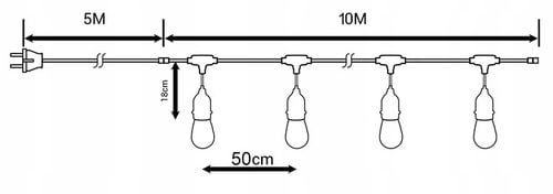 Girlanda OGRODOWA ŁAŃCUCH 10M + 20X żarówki LED na Arena.pl