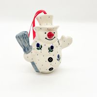 Bombka choinkowa Bałwanek – ceramika bolesławiecka, ręcznie malowana