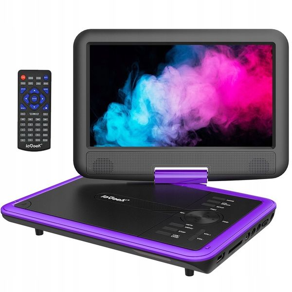 PRZENOŚNY SAMOCHODOWY ODTWARZACZ DVD 9'' LCD FIOLETOWY na 2000mAh Baterią zdjęcie 1