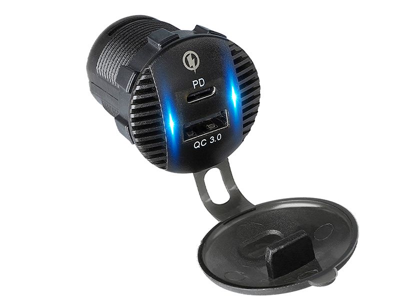 Ładowarka samochodowa montażowa USB+USB-C M18B zdjęcie 1
