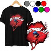 KOSZULKA DZIECIĘCA T-SHIRT Z NADRUKIEM - BIEDRONKA CZARNY KOT - XXXS 86-92