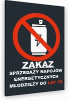 Tabliczka znak informacyjny 40x30 Antracyt ZAKAZ SPRZEDAŻY ENERGETYKÓW
