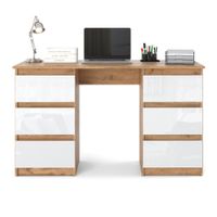 Biurko Szkolne Komputerowe Nowoczesne Loft Wotan Biały Połysk 120cm Ofi